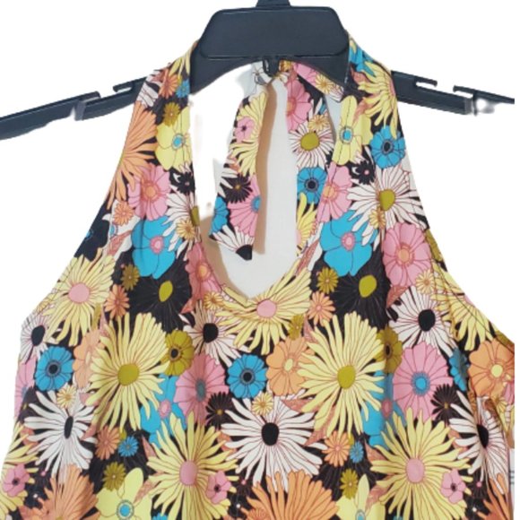 Juniors' SO® Halter Bodycon Mini Dress Size Large Sleeveless Floral Multicolor - Picture 4 of 6